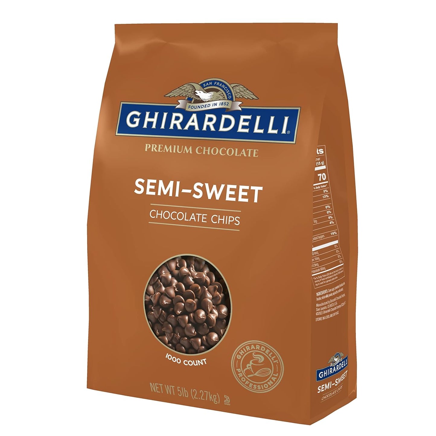 Ghirardelli Chocolate Company Semi-Sweet Chips 1000 per lb., 5lb (Pack of 2)
