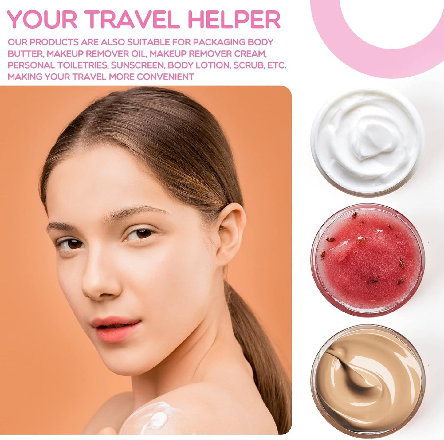 SATINIOR 6 Pack 1 oz Plastic Jars Containers with Lids Wide-mouth Refillable Leakproof Reusable Round Empty Jars for Travel Cosmetic Dry Food Spice Cookie Candy Home Kitchen Organizing(Pink)