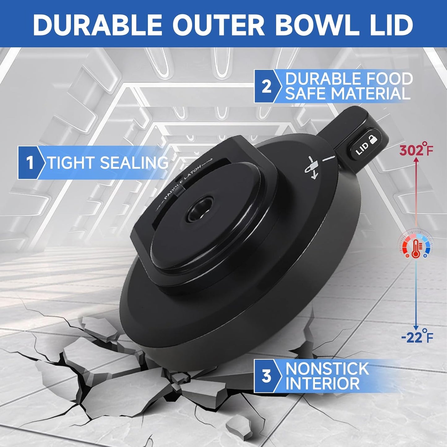 Outer Bowl Lid for NC301 Ice Cream Maker,Reusable Creami Replacement Lid, Creami Accessories Compatible with NC299AMZ/NC301/NC300/NC201/NC101 Series (NO Paddle)