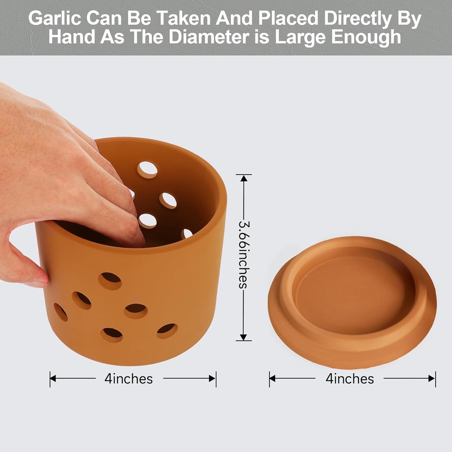 LEEPENK Terracotta Garlic Keeper,Vented Clay Garlic Storage Container Saver with Lid and 12 Air Vent,Reserve for Garlic, Onion, Lemon, Patato or Ginger