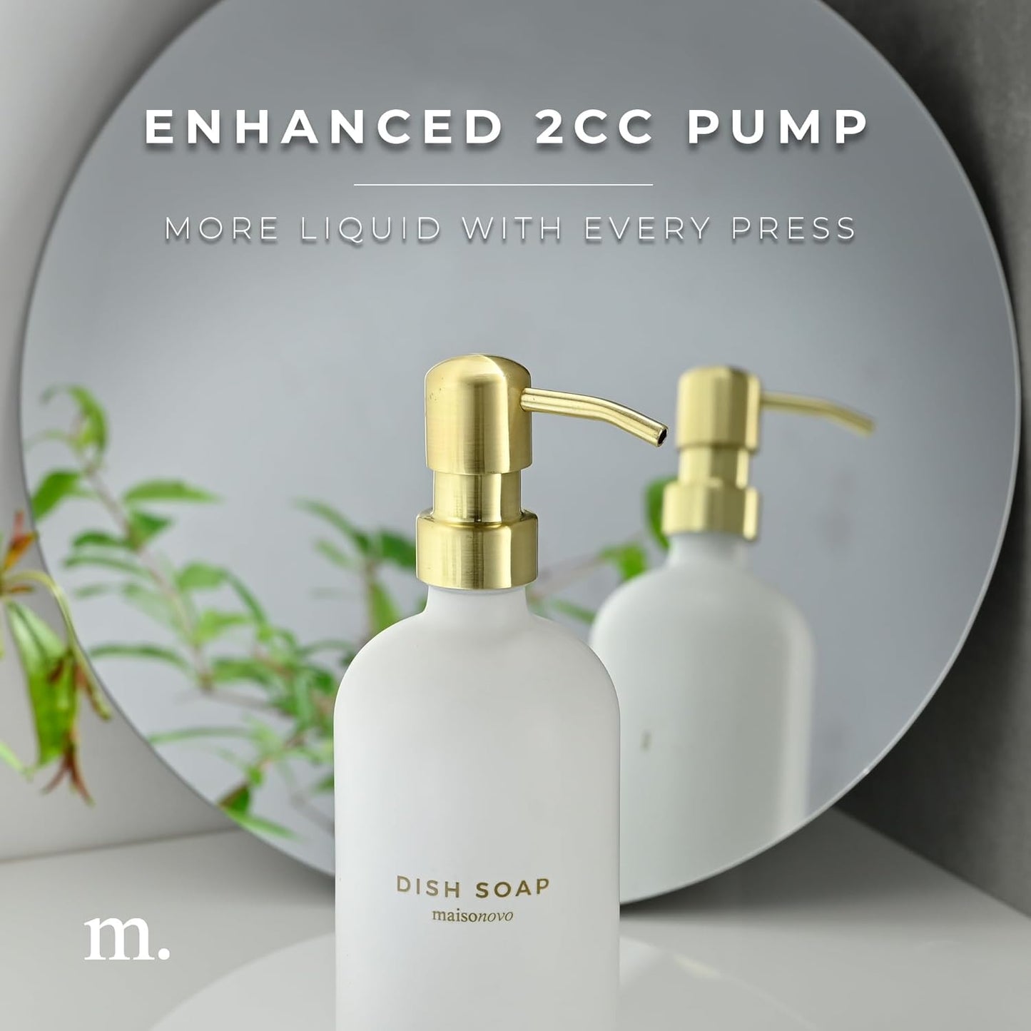 MaisoNovo Soap Dispenser 3-Piece Set | 16.9oz White Bottles with Gold Stainless Steel Pumps