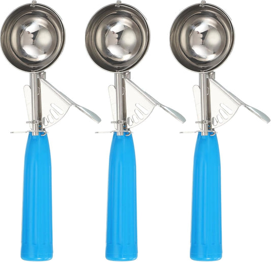 uxcell 3 Pcs Cookie Scoops, Ice Cream Scoop with Trigger for Baking Cookie Dough Rice Pudding Kitchen Gadget, Blue