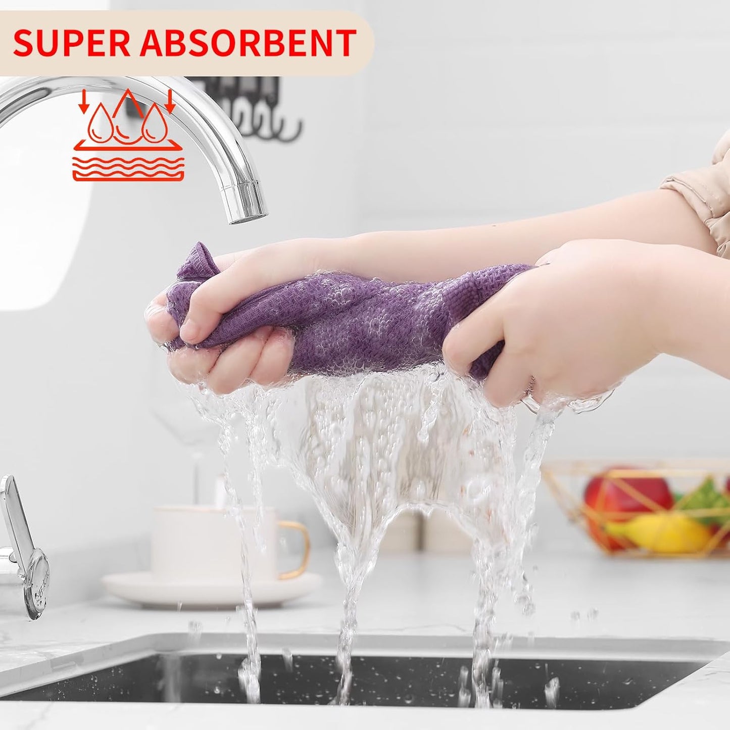 Homaxy 100% Cotton Waffle Weave Kitchen Dish Cloths, Ultra Soft Absorbent Quick Drying Dish Towels, 12 x 12 Inches, 12-Pack, Lavender