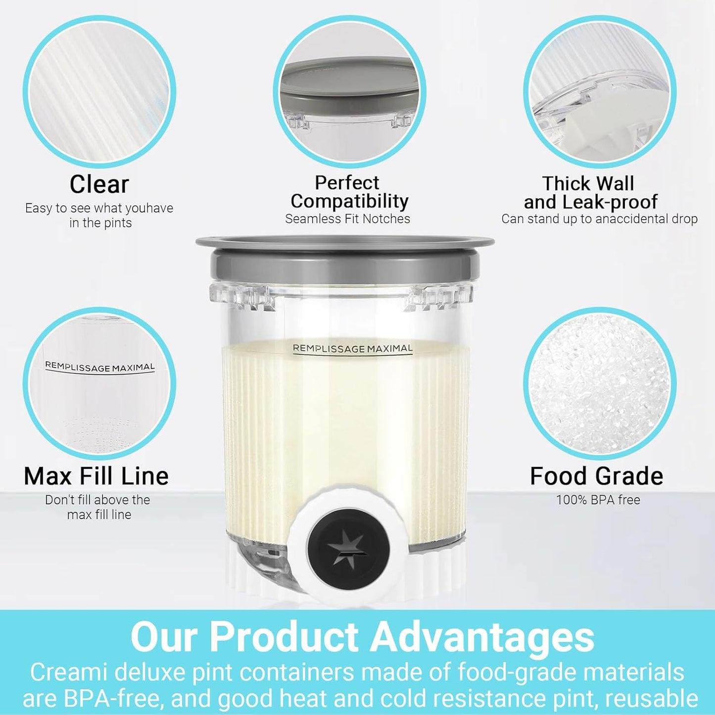 2 Pack Swirl CREAMi Pints and Lids for Ninja NC700 NC701 Series, 16oz Creami Pint Containers Compatible with Ninja Creami Swirl NC700 Series Ice Cream & Soft Serve Makers, BPA-Free & Dishwasher Safe