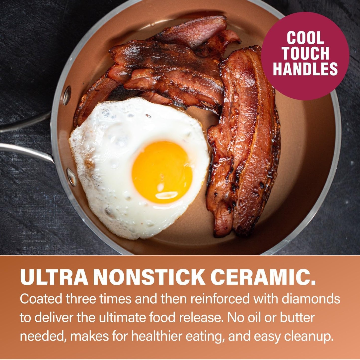 Gotham Steel Hammered 15 Pc Ceramic Cookware Set Nonstick, Deep Copper Pots and Pans Set Non Stick with Bakeware & Deep Fry Pan, Non Toxic PFOA PFOS Free, Induction Oven and Dishwasher Safe