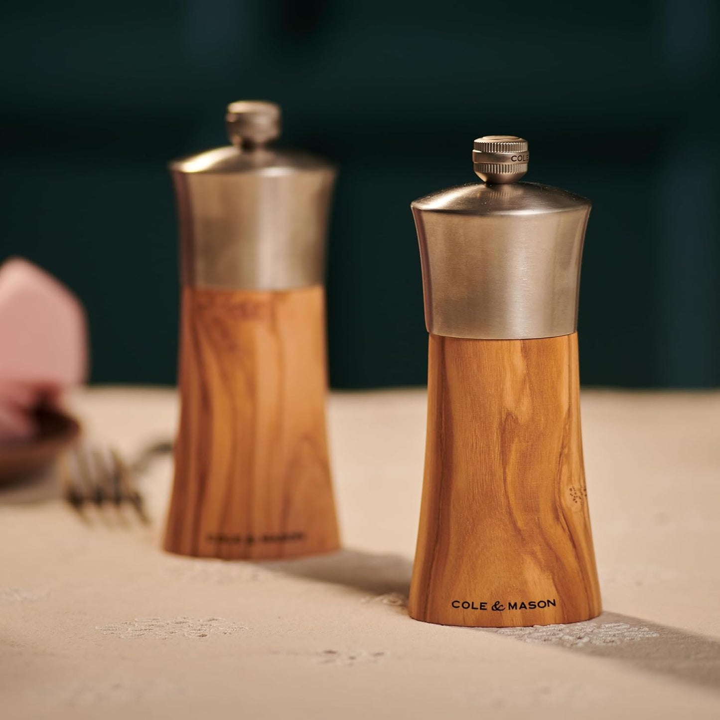 Cole & Mason Bromley Salt Mill, 6" - Salt Grinder with Ultra-Sharp Grinding Mechanism - Flavor-Enhancing Salt Shaker - Refillable Mill with Adjustable Grinding - Olive Wood, Salt Mill