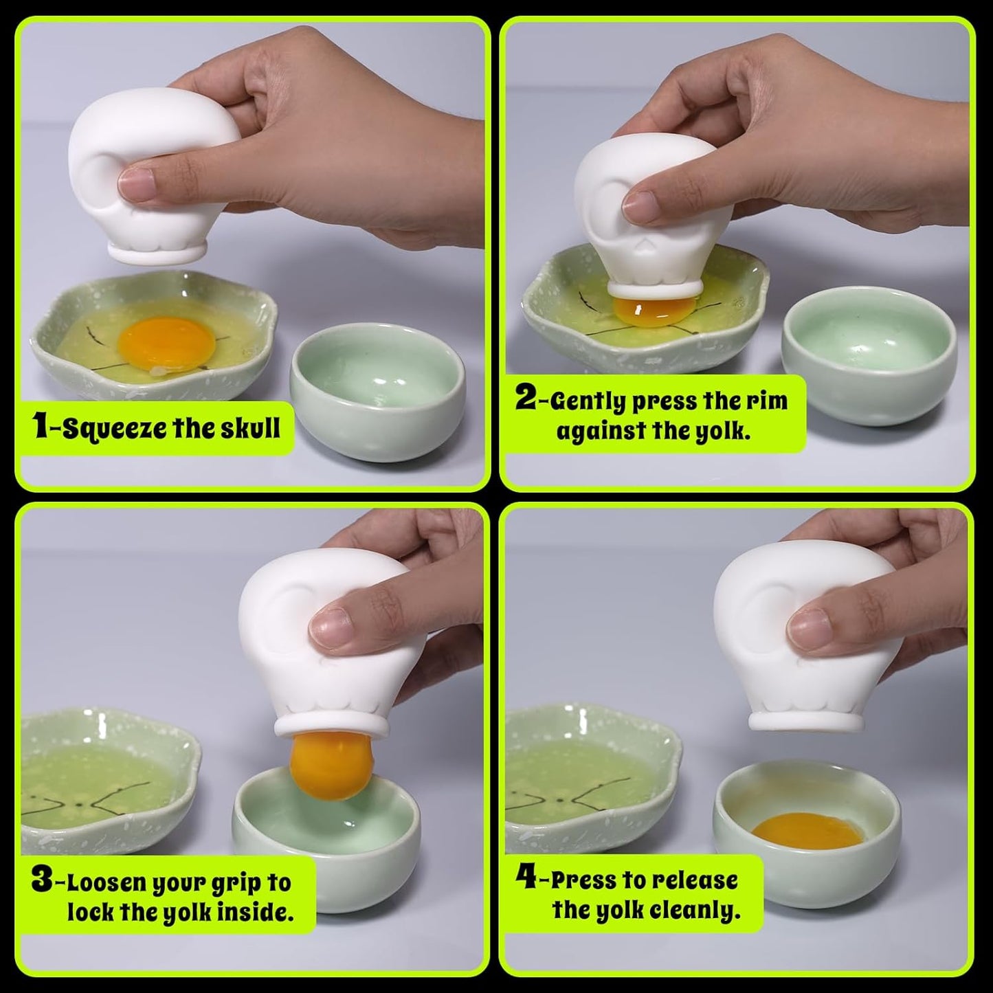 Skeleton Egg Separator Silicone Egg Separator For Raw Eggs Cute Kitchen Accessories Cool Kitchen Gadgets Baking Supplies For Home Bakers Gothic Home Decor