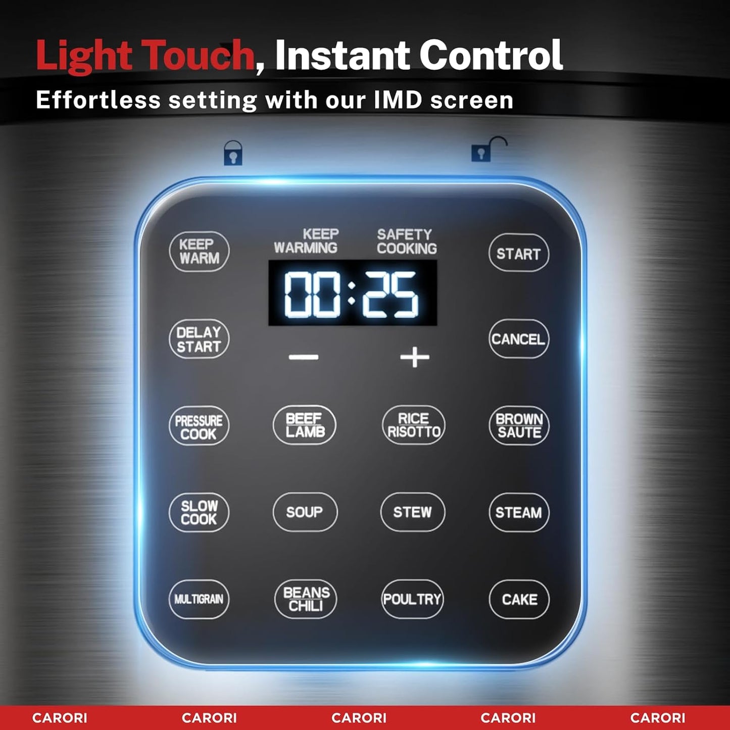 9-in-1 Electric Pressure Cooker 6 Qt, Programmable Multi-Function with Safer Vent, Olla de Presion, Rice Cooker, Slow Cooker, Steamer, Sauté, Warmer & Sterilizer, 1000W, Stainless Steel