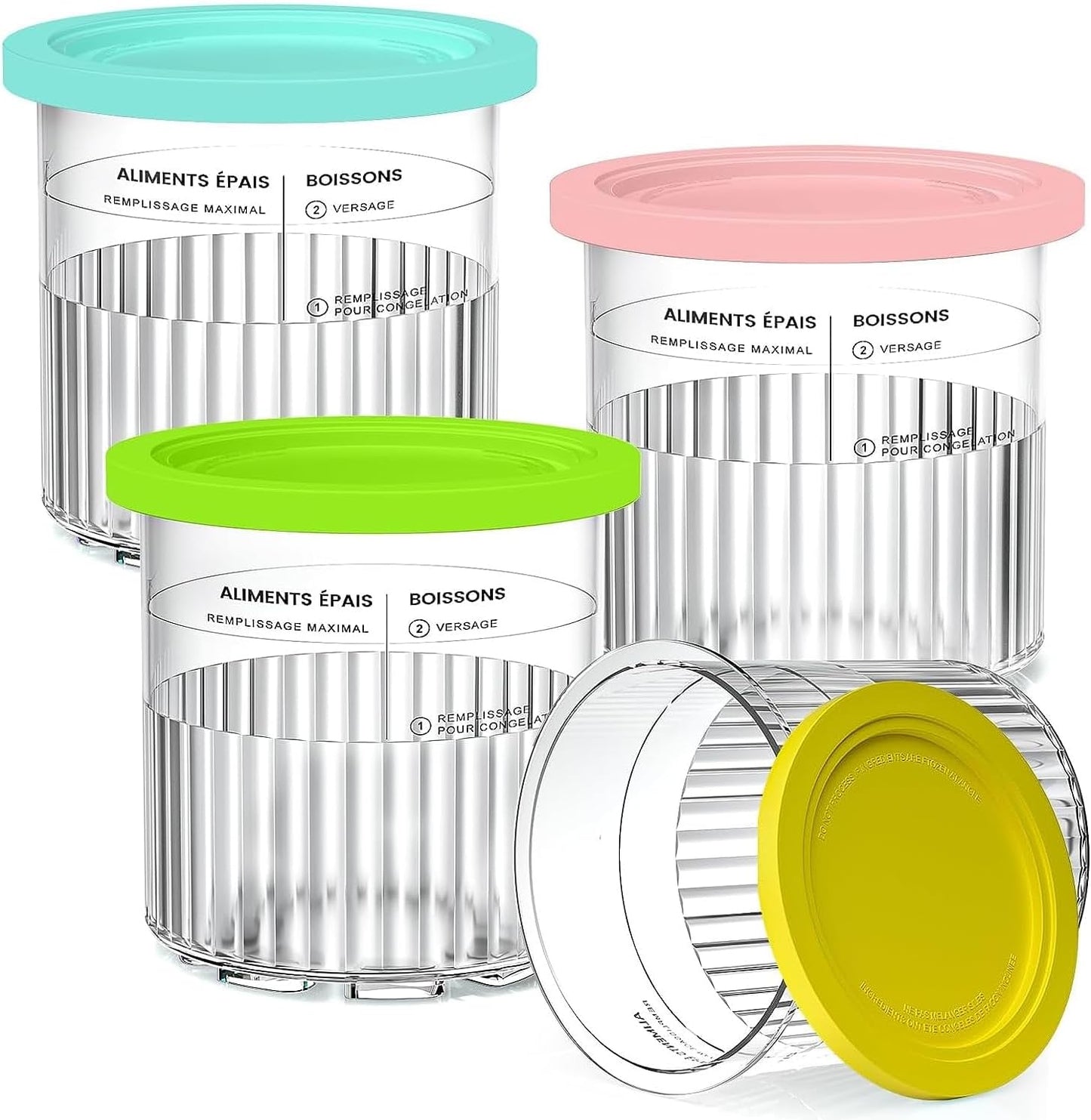 Replacement for Ninja Creami Deluxe 11-in-1 XL Pints and Lids - 4 Pack, 24 oz Containers Compatible with Ninja Creami NC501, NC500 Series Ice Cream Maker - Dishwasher Safe