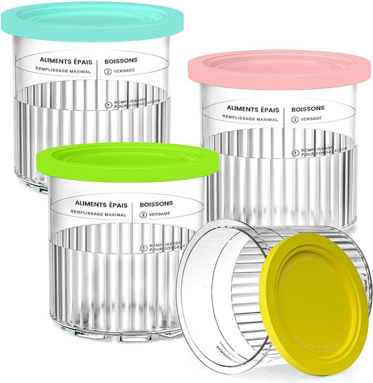 Replacement for Ninja Creami Deluxe 11-in-1 XL Pints and Lids - 4 Pack, 24 oz Containers Compatible with Ninja Creami NC501, NC500 Series Ice Cream Maker - Dishwasher Safe