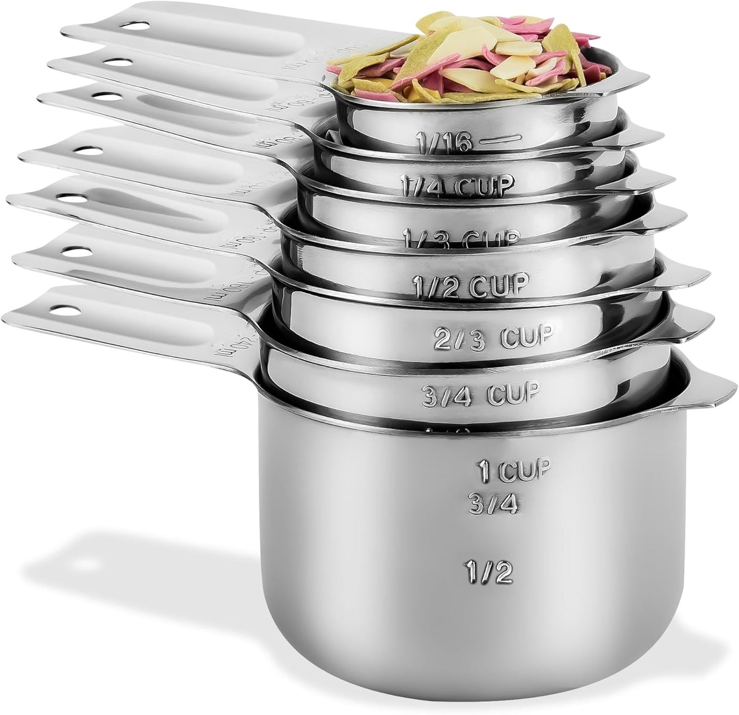 Measuring Cups and Spoons Set, 20-Piece 18/8 Stainless Steel Measuring Cups and Spoons Set, Measuring Stick Leveler, Measurement Conversion Chart Fridge Magnet, with 2/3 & 3/4 Measure Cup