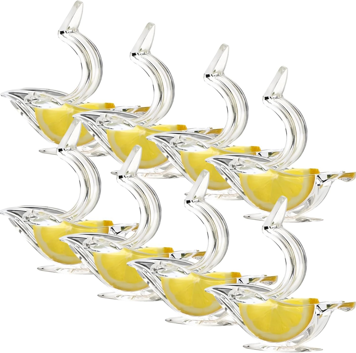 New Acrylic Manual Lemon Slice Squeezer, Portable Transparent Fruit Juicer, Elegance Bird Shape, Hand Juicer for Orange Lemon Lime Pomegranate (4Pcs) (8Pack)