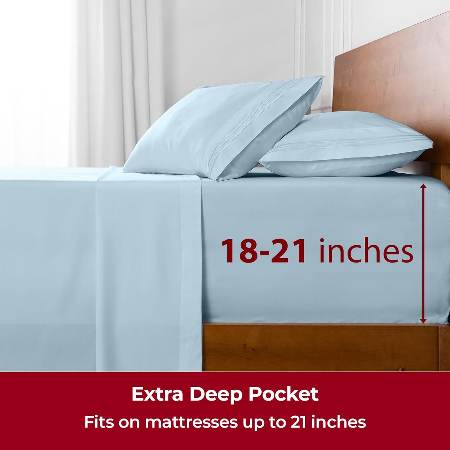 Mellanni Extra Deep Full Sheets - 4 PC Iconic Collection Bedding - Hotel Luxury, Ultra Soft, Cooling Bed Sheets - Wrinkle, Fade, Stain Resistant (Full, Aqua)