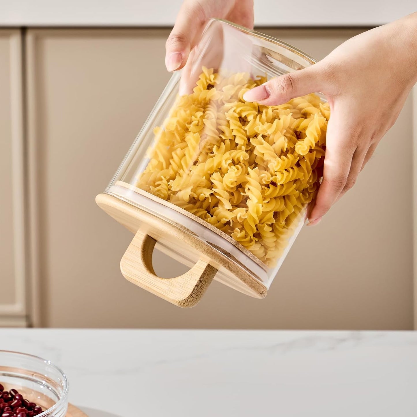 Sweejar 4 qt Large Jars with Bamboo Lids, 1 Gallon Glass Candy Jar with Lid, Sugar/Flour Storage Containers, 128 oz Big Glass Canisters with Airtight Lid, 1 Pack