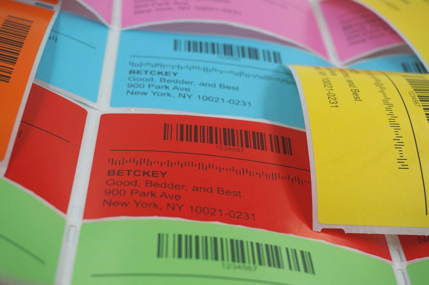 BETCKEY - 4" x 1" Multipurpose Labels Compatible with Zebra & Rollo Label Printer,Premium Adhesive & Perforated[Pink, 6 Rolls, 8250 Labels]