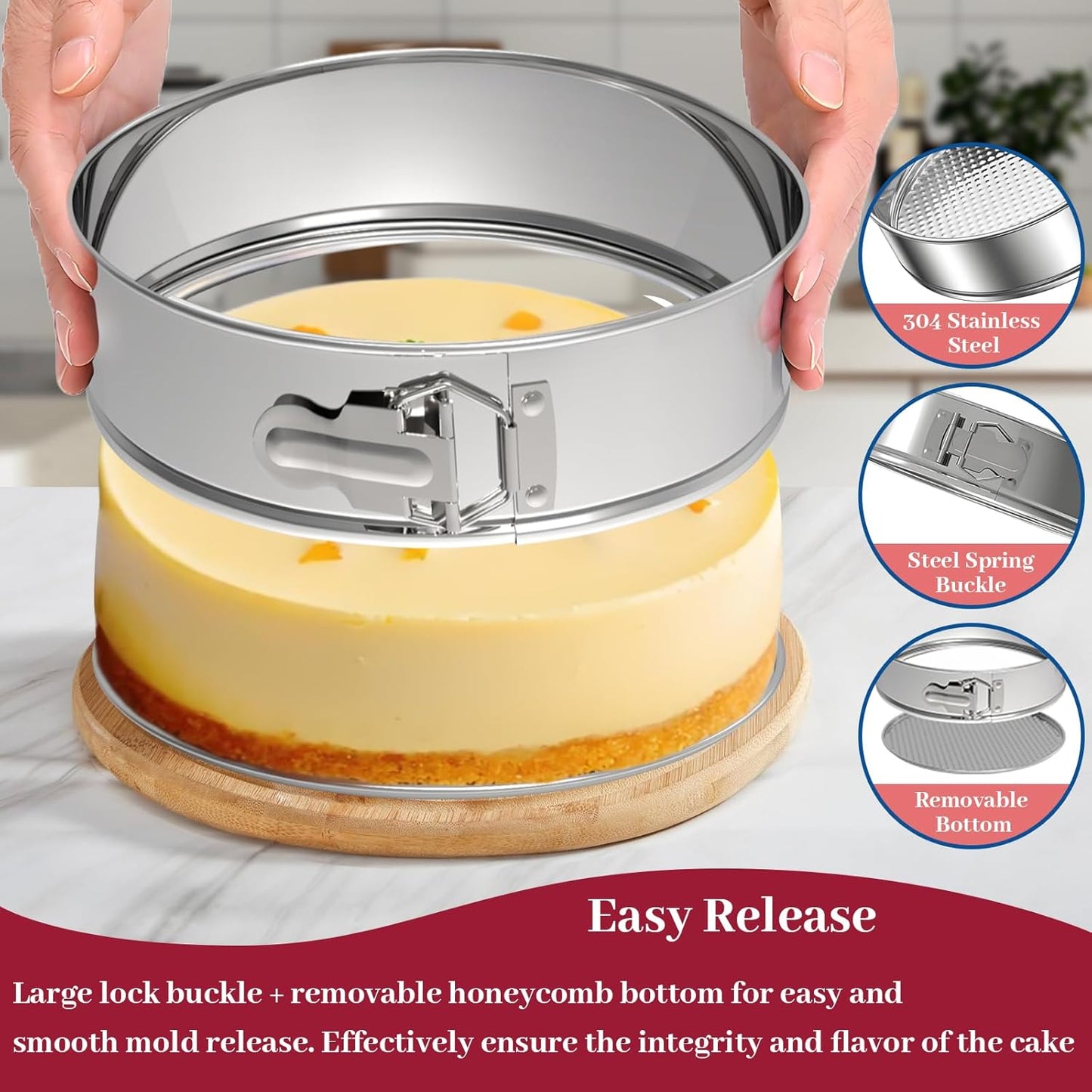 7 Inch Springform Pan 304 Stainless Steel Nonstick Leakproof Springform Cake Pan with Removable Bottom, Round Spring Form Cheesecake Pans