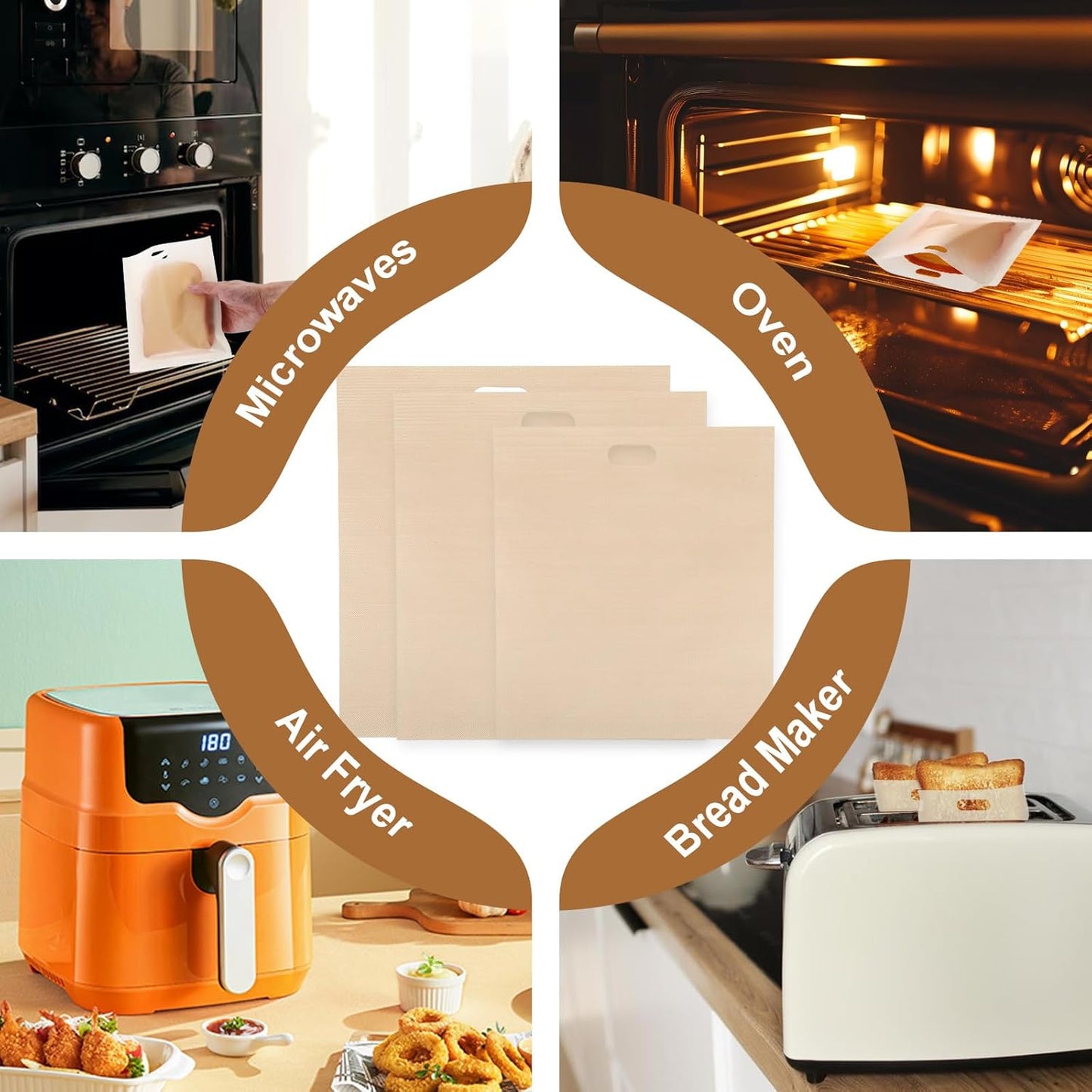 simarro 8-Pack Toast Bags, Reusable Toast Bags, 3 Sizes Heat Resistant Non-Stick Sandwich Toasted Cheese Toasting Bag, Washable Toast Bag for Toasted Sandwiches, Chicken Panini and Toast