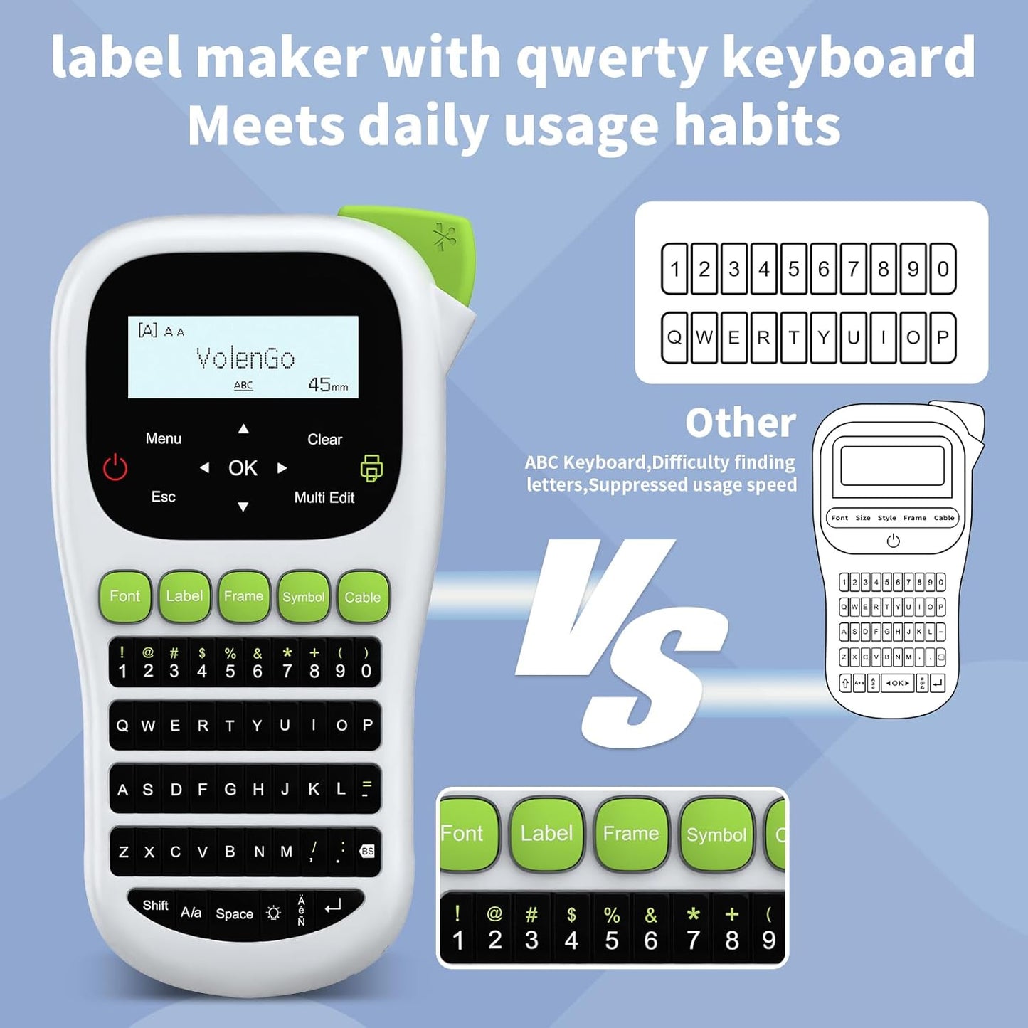 H1100 Label Maker Machine with Tapes 12mm Laminated, Backlit Handheld Label Maker Waterproof-Labels, QWERTY Keyboard & Multi Fonts, Portable Inkless Label Printer for Home Office Organization