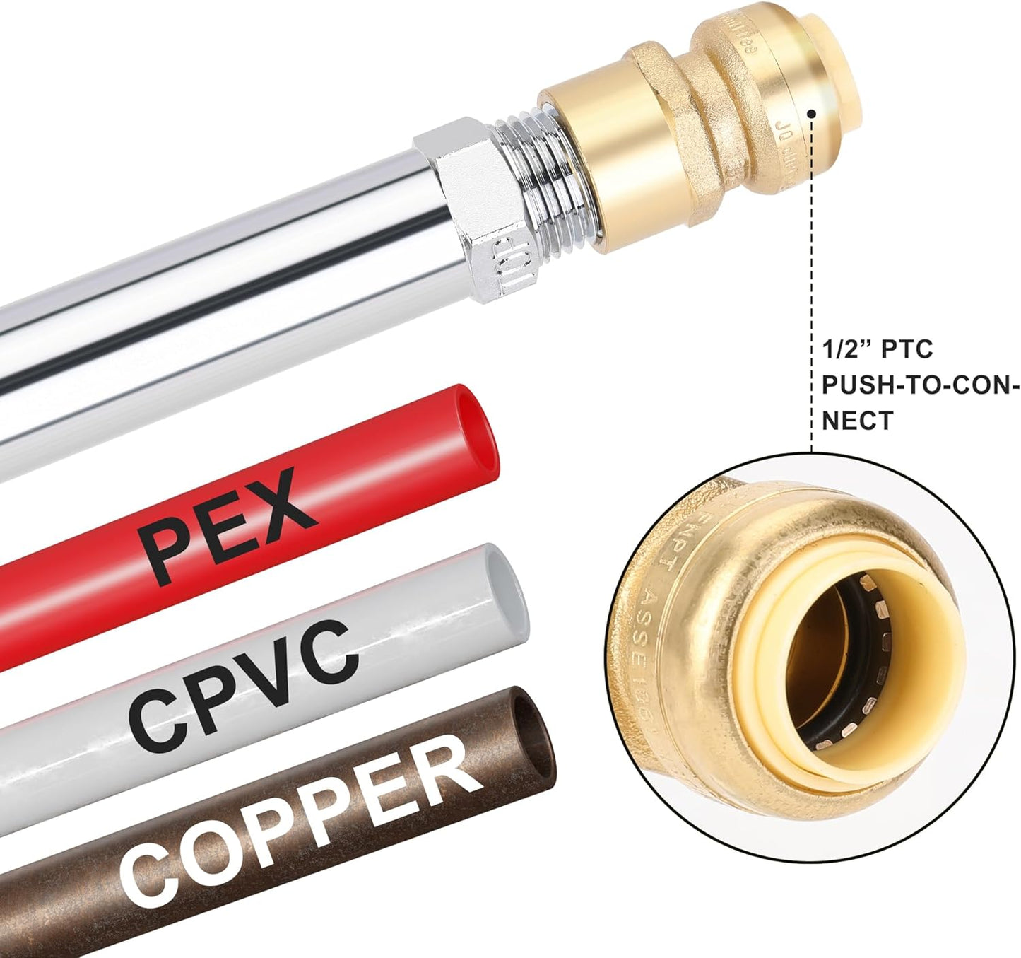 Hromee 12 Inch Frost Free Sillcock, 1/2 Inch Push-to-Connect x 3/4 Inch MHT, No Lead Brass Frost Proof Outdoor Faucet Bib with Backflow Preventer