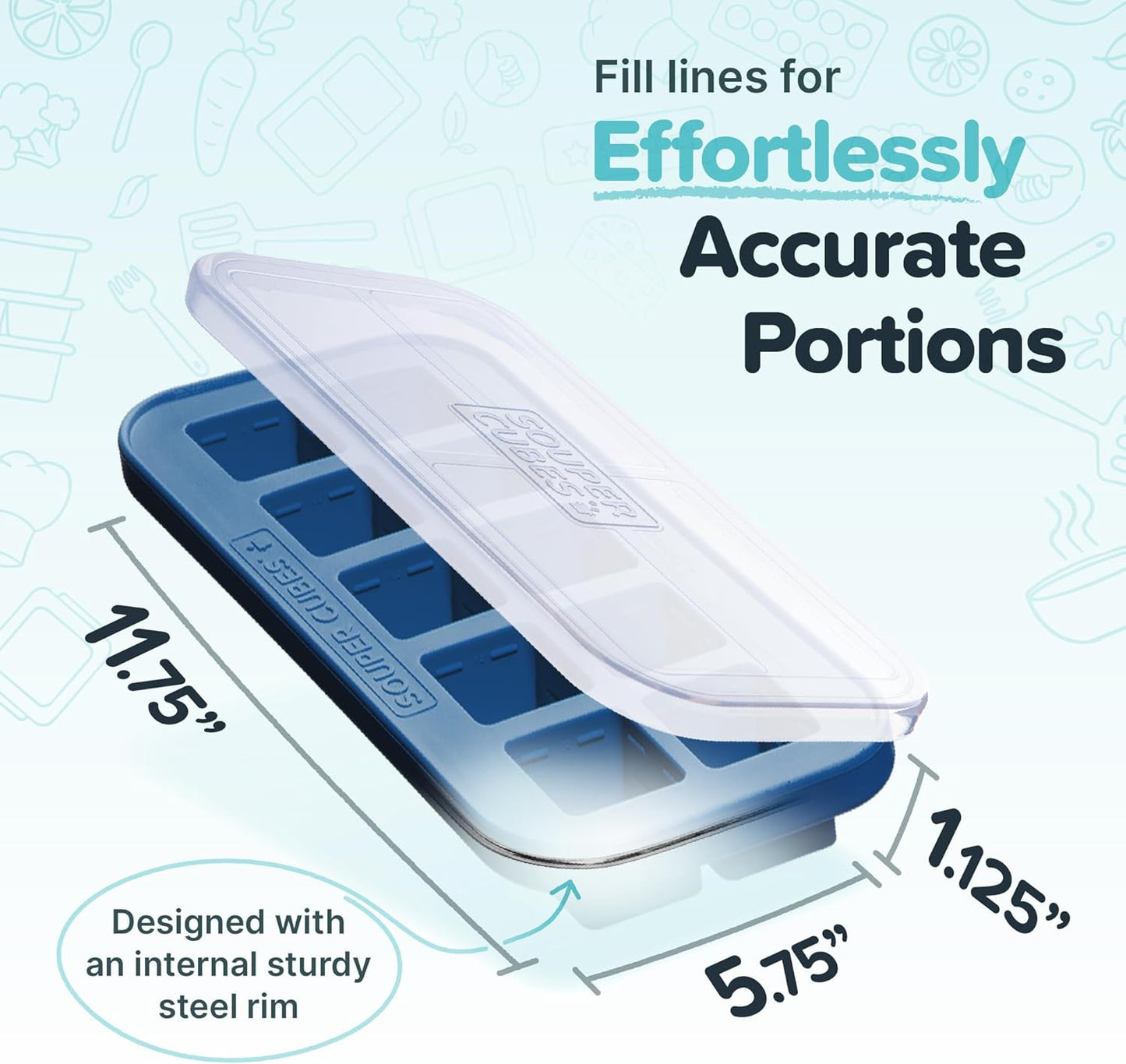 Souper Cubes 2 Tbsp. Silicone Freezer Molds - Perfect for Storing Garlic, Herbs, Ginger, Pesto, Tomato Paste, Lemon Juice, Purees and More - Silicone Baby Food Freezer Tray - Blueberry – 1-Pack