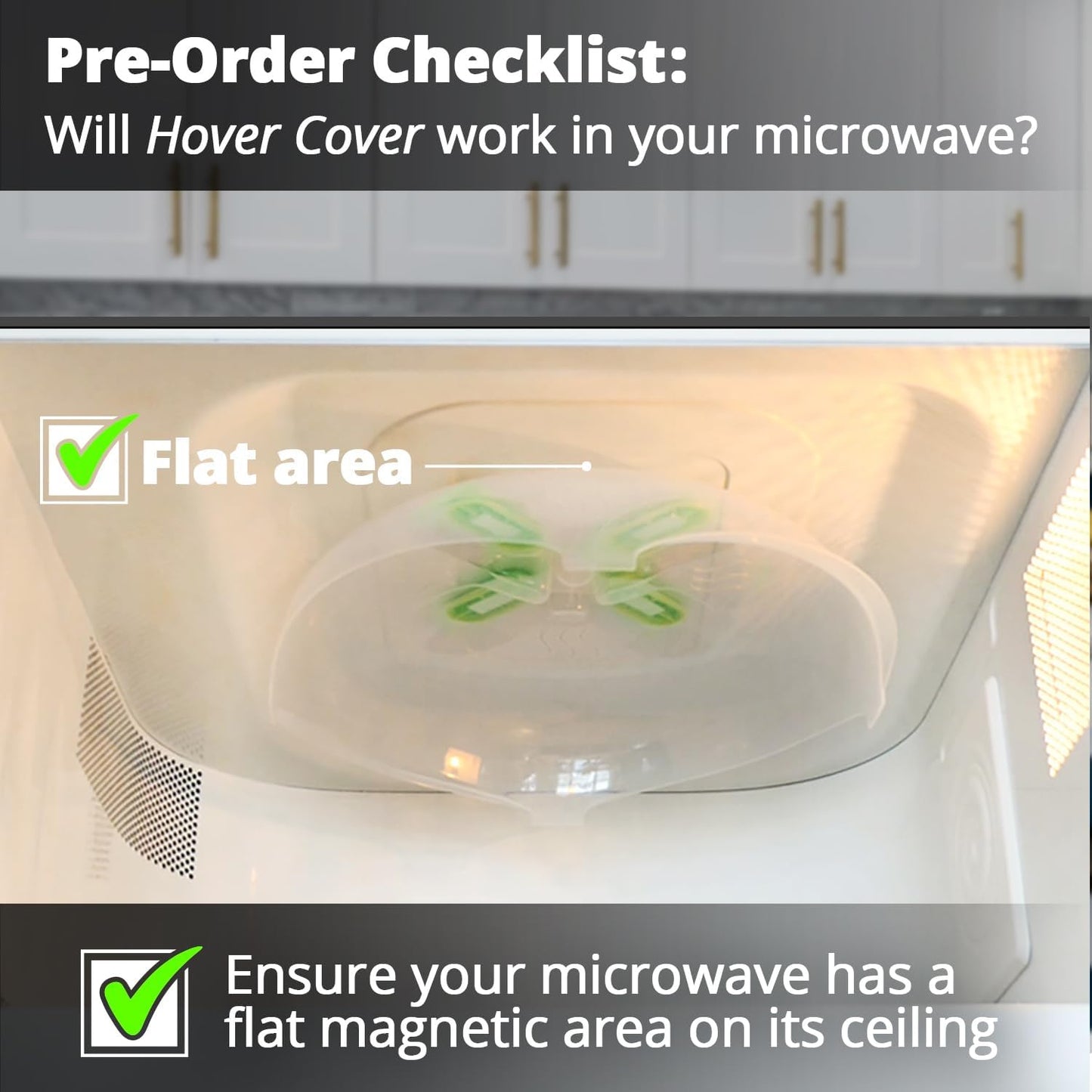 Magnetic Microwave Cover for Food | Clear Microwave Splatter Cover | Microwave Plate Cover with Steam Vents | Food Grade Dish Cover | BPA-Free | Dishwasher Safe | Green