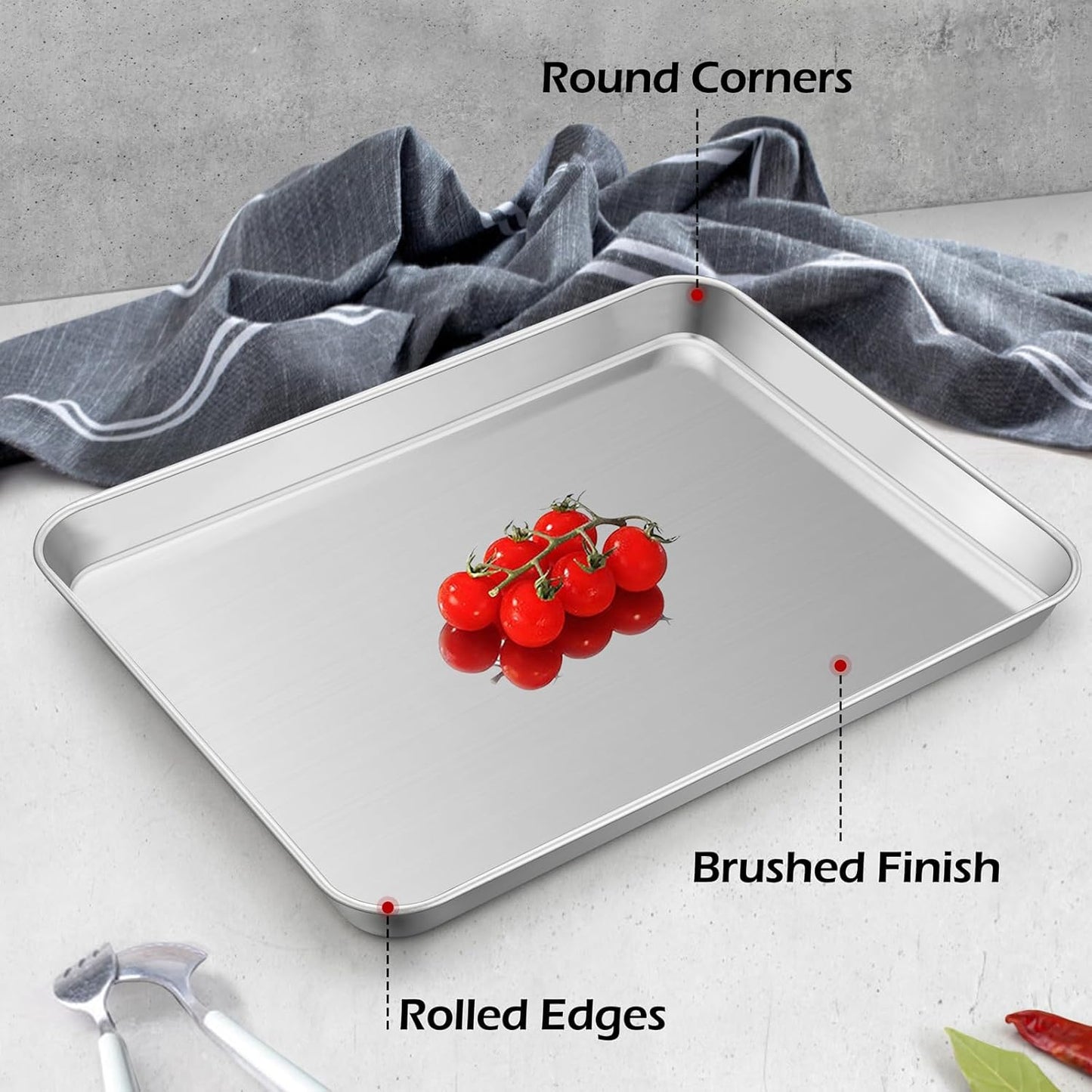 Baking Sheets Pan, Leonyo 2Pack 16IN x 12IN Stainless Steel Cookies Sheets for Baking, 1IN Deep Metal Toaster Oven Pan Tray for Oven, Dishwasher Safe