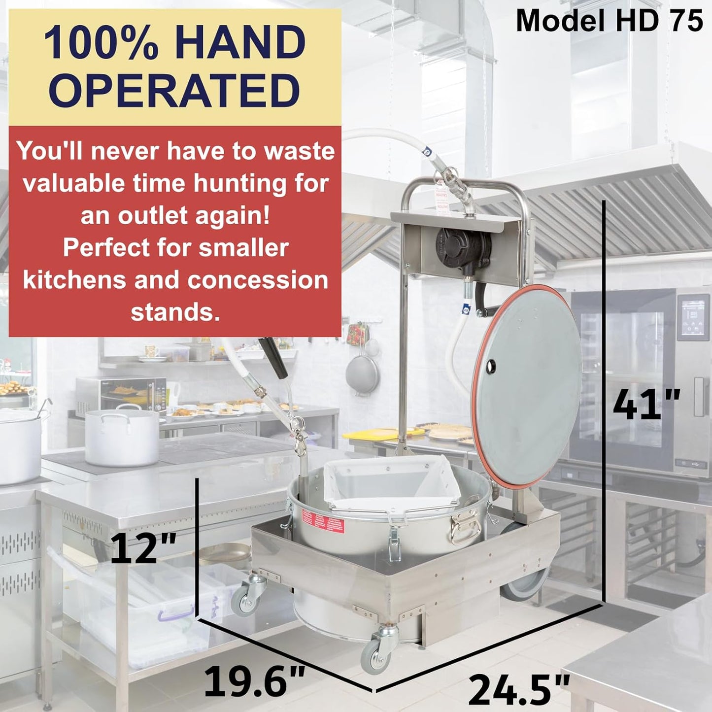 MirOil 75HD Fryer Oil Filter Machine w/Discard Trolley & Hand Operated Pump, Filtration System for Deep Fryer for Catering, Restaurant & Food Trucks, Portable Oil Filter Machine for 75lb Fryer Grease