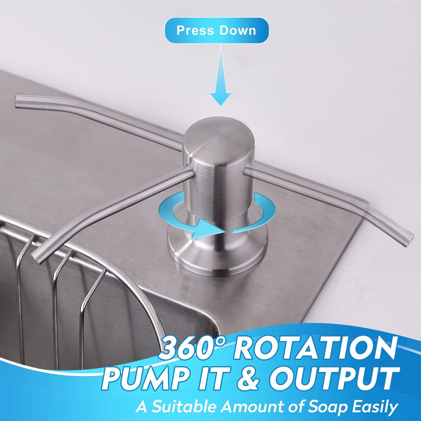 CREA Dish Soap Dispenser for Kitchen Sink, Built-in Countertop Set with 39" Tube & 17oz Bottle, Stainless Steel Pump