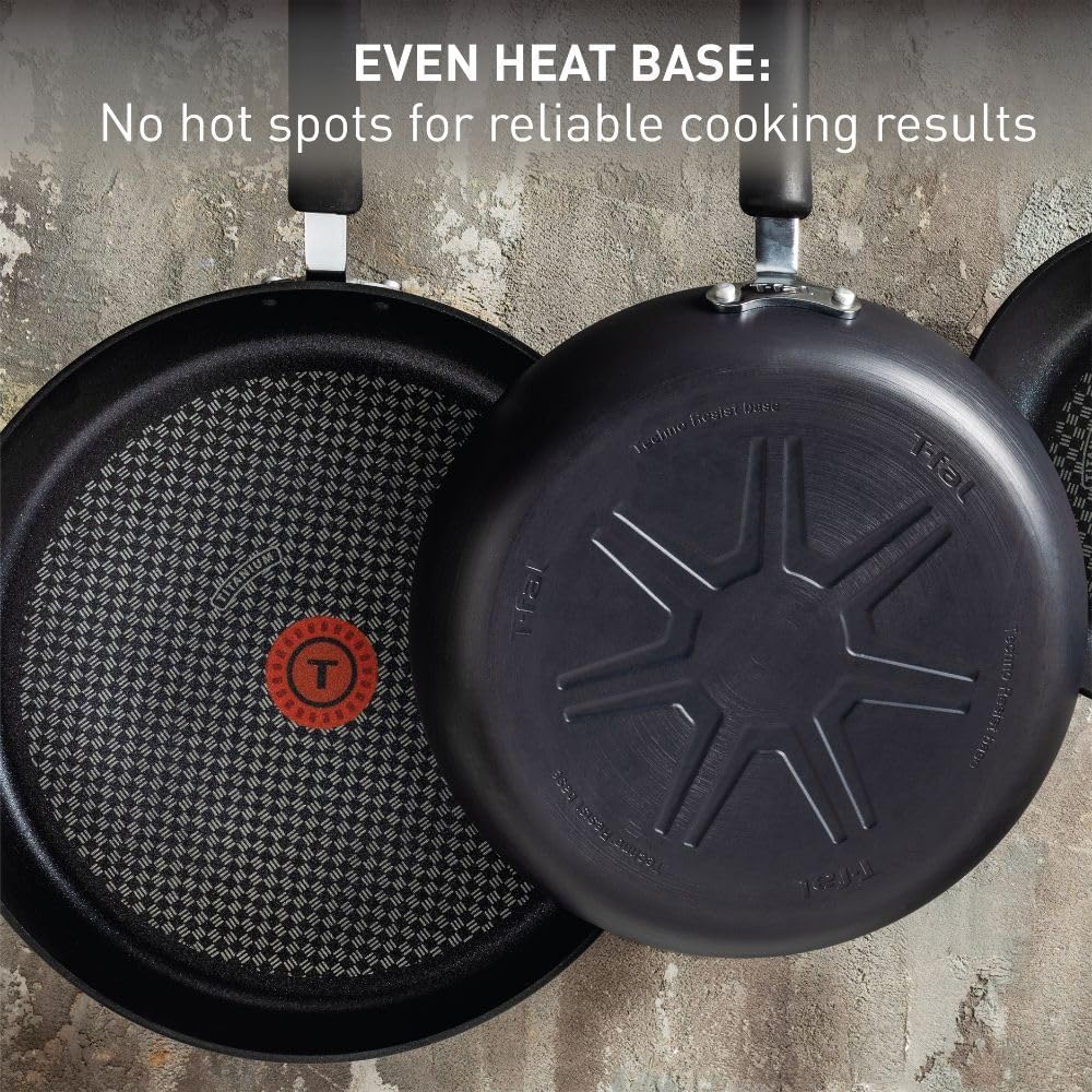 T-fal Ultimate Hard Anodized Non Stick Jumbo Cooker With Lid & Helper Handle 5 Quart, Oven Broiler Safe 400F, Lid Safe 350F, Cookware, Deep Frying Pan, Skillet, Pots and Pans, Dishwasher Safe, Grey