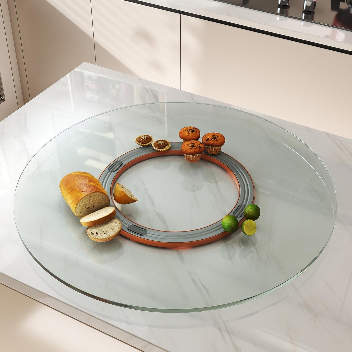 31.5" Lazy Susan for Table Top Tempered Glass Rotating Serving Tray for Dining Table, Kitchen Lazy Susan Organizer Spinning Rotating Food Server Party Centerpieces