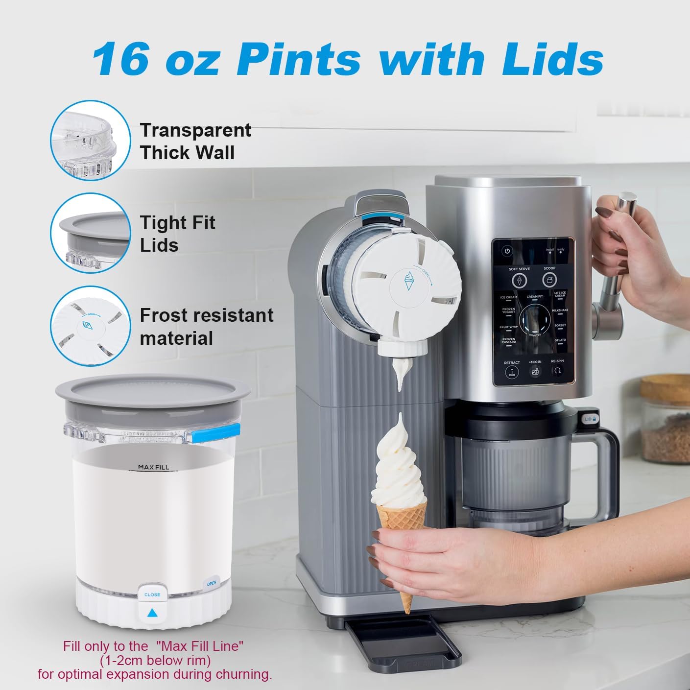 2 Pack creami swirl pints and Lids - for Ninja NC700 NC701 Series, Compatible with Ninja Swirl Ice Cream & Soft Serve Makers, ninja creami container Dishwasher Safe & BPA-Free