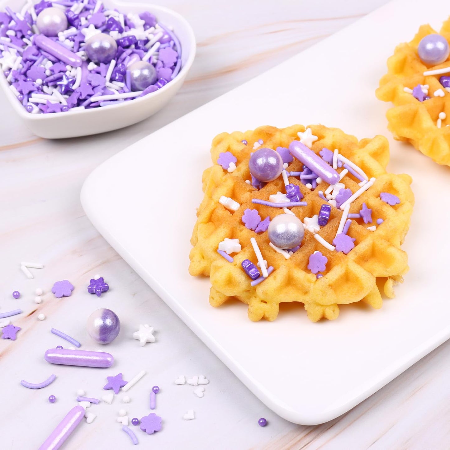 Purple Sprinkles for Cake Decorating 4.23ounce - Sugar Mix Contains Star & Pearl Sprinkles for Cupcake Toppers, Ice Cream, Candy, Cookie Decorations - Holiday Party Supplies