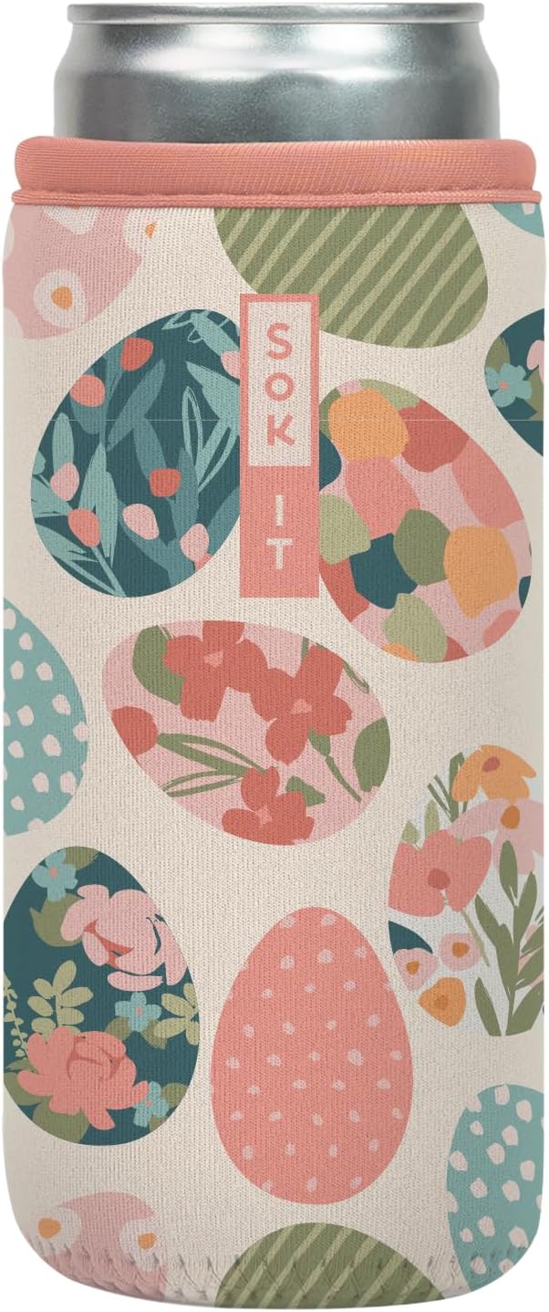 Sok It CanSok Sleeve for Beer & Soda Insulated Neoprene Cover (Hidden Treasures, 12oz Slim Can Sleeve)