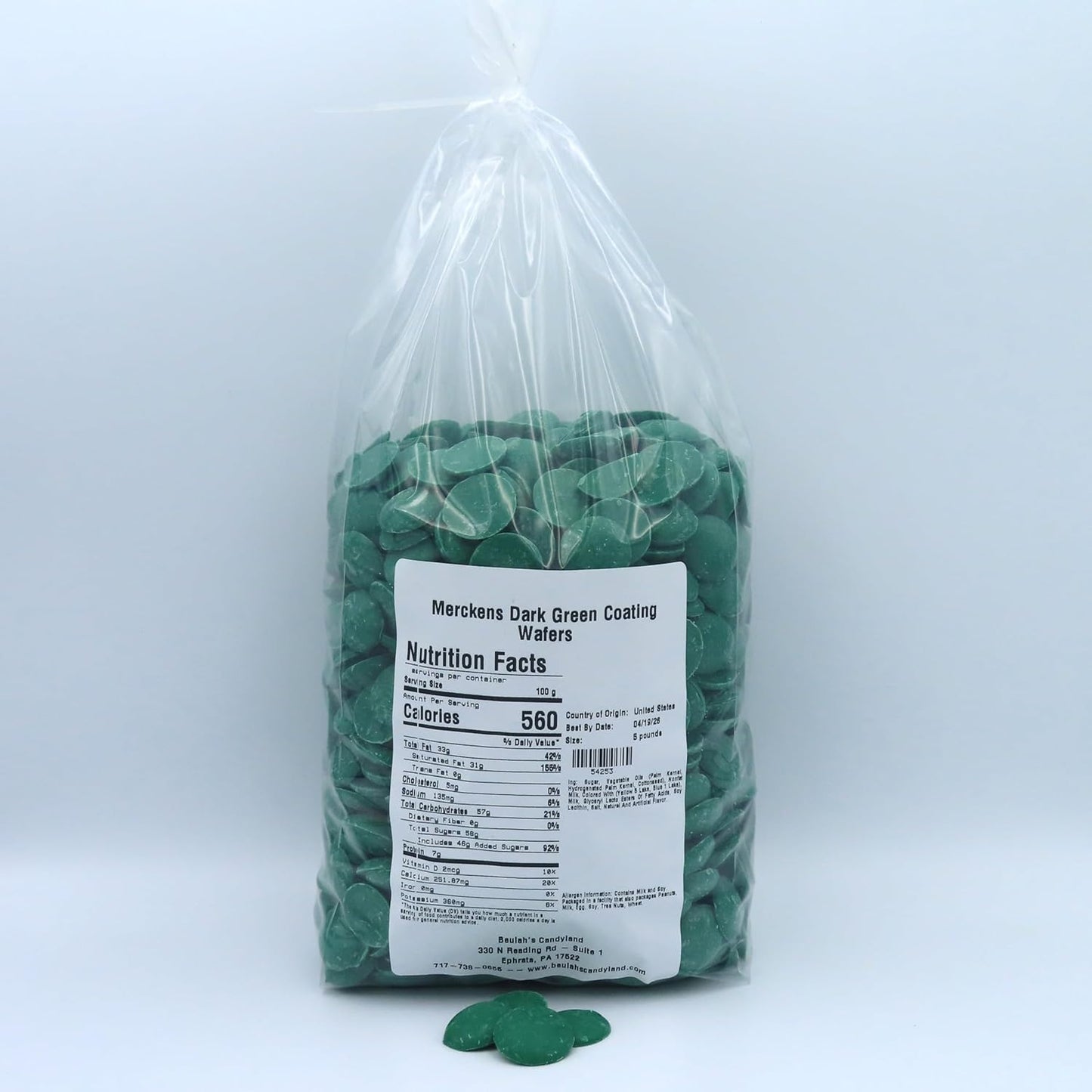 MERCKENS Coating Wafers, Dark Green Melting Chocolate, 5 Pound Package