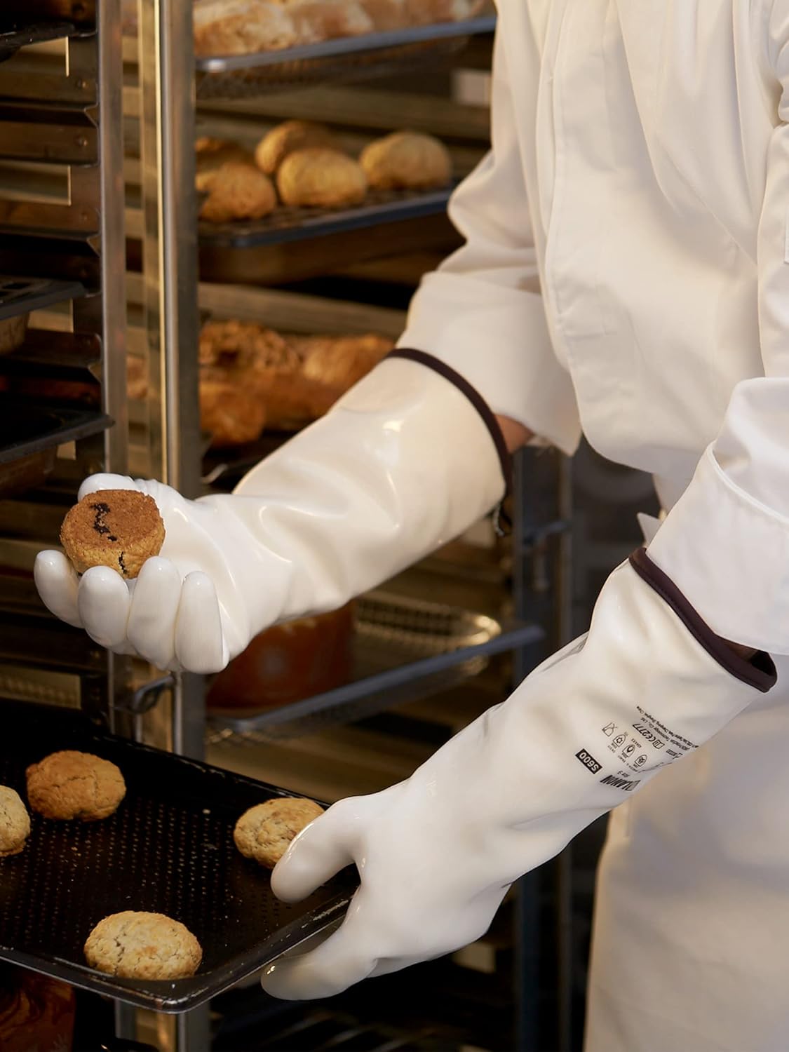 LANON 15" Liquid Silicone Heat Resistant Oven Gloves, Food Grade, CoralAir Liner, Waterproof, Extra Long, XL