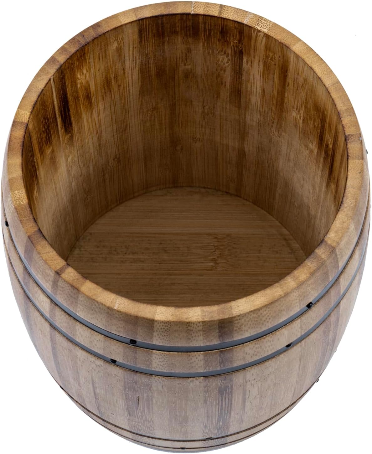 MyGift Wine Barrel Design Kitchen Utensil Crock, Light Brown Solid Bamboo Wood Cooking Tool Holder