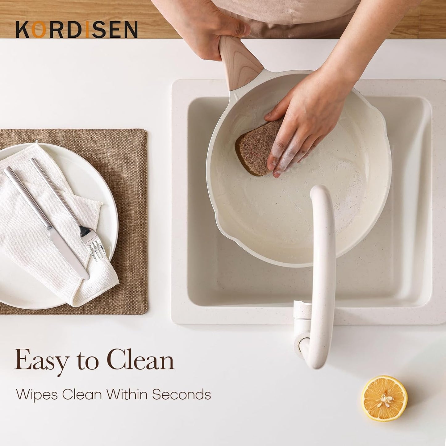 Nonstick Ceramic Frying Pan Set, 3 Piece Ceramic Skillet Set, Healthy Non Toxic Cooking Pan, Stay-Cool Handle, Induction Compatible, PFOA & PFAS Free, White(9.5, 11, 12.5 Inch)