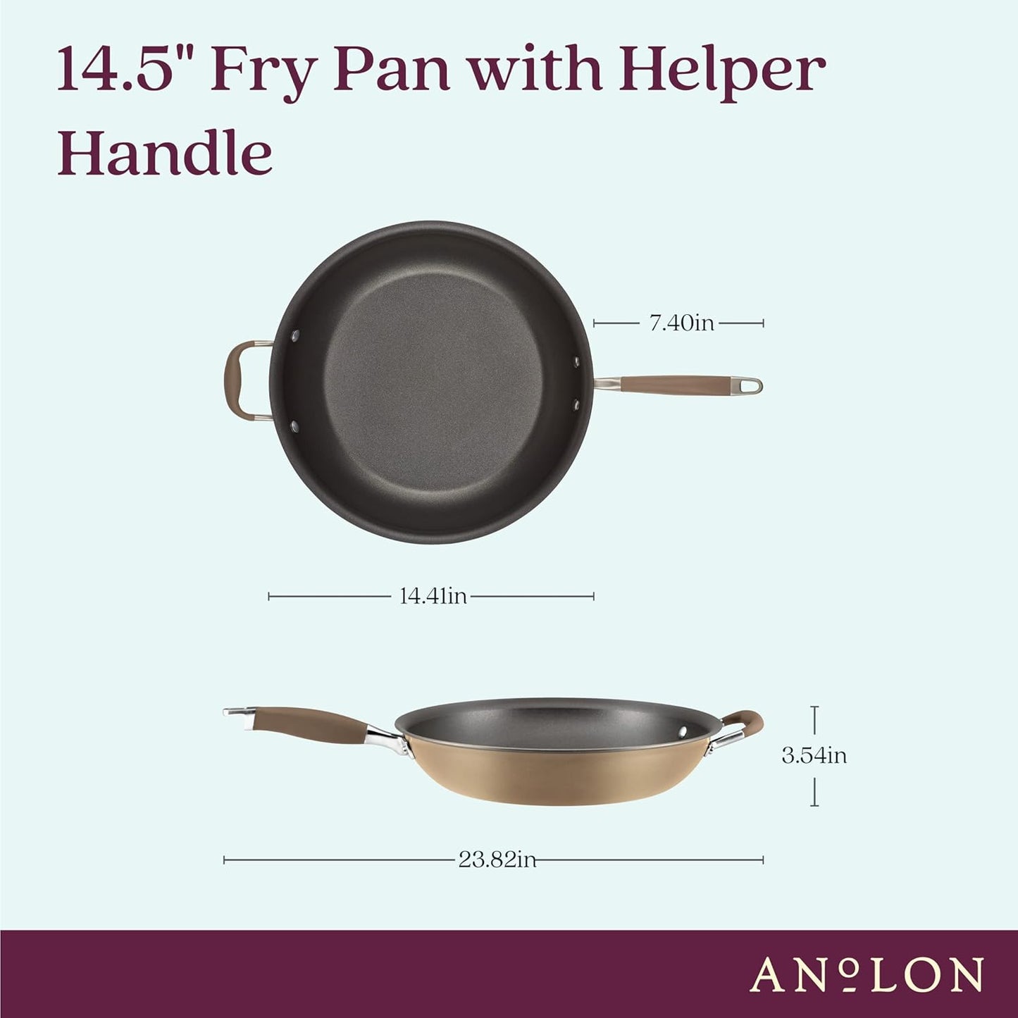 Anolon Advanced Home Hard Anodized Nonstick Frying Pan, 14.5 Inch – Large Skillet with Helper Handle, 14 Inch Nonstick Frying Pan, Durable Cookware - Bronze