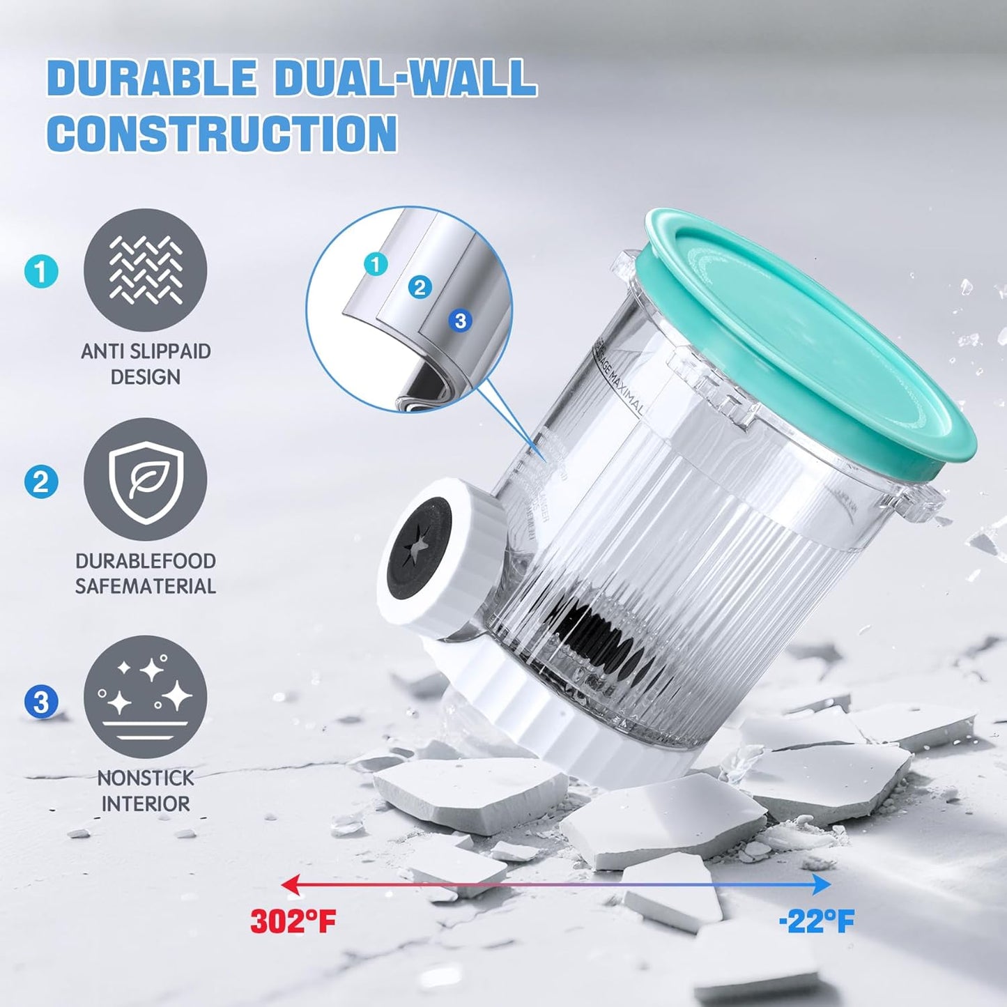 GuanQiao 4 Pack Creami Swirl Pints & Lids for Ninja, Compatible with NC700 Series Ninja Swirl Ice Cream & Soft Serve Makers, with 4 Spoons & 64 Writable Labels, BPA-Free & Dishwasher Safe, Blue Lids