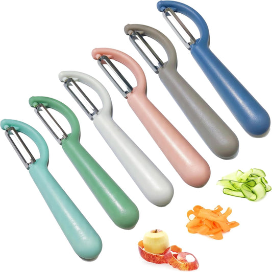 Trez Treamer 6-Piece Vegetable Peelers for Kitchen,Stainless Steel Apple Peeler Set for Veggie Carrot Fruit Zucchini Cucumber Peeler Sharp Potatoes & Potato Peeler Bulk with Non-Slip Handle (P)