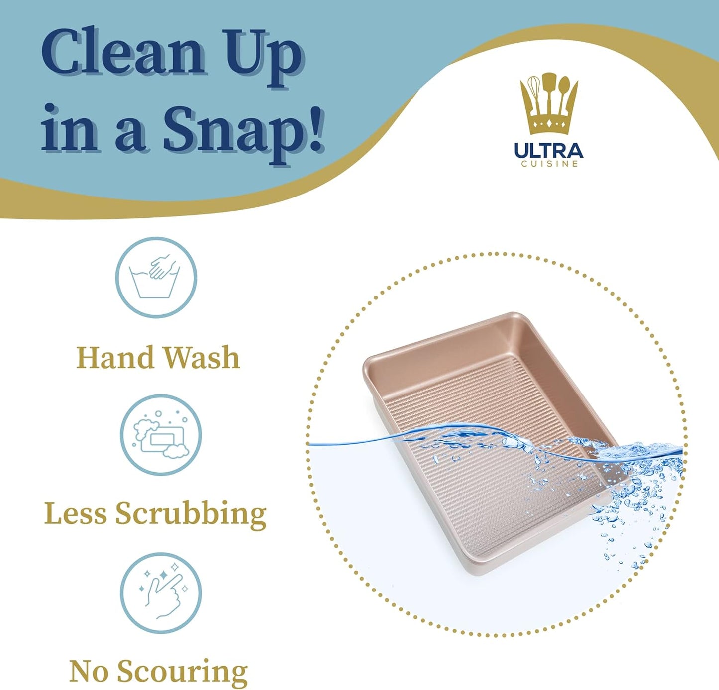 Ultra Cuisine Nonstick Square Cake Pan, Even Baking and Roasting, Easy to Clean, Durable Quality, Warp & Scratch Resistant Texture for Easy Release, Food-Safe, Size 8 x 8 inch