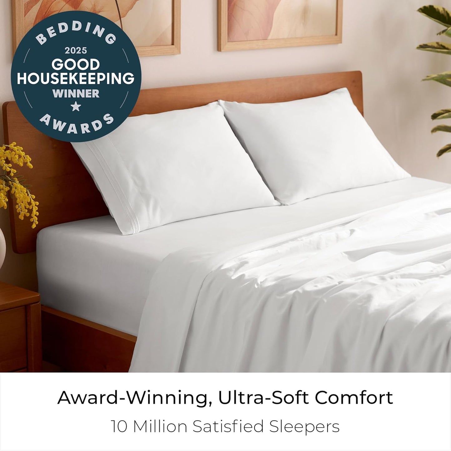 Mellanni Full Sheets Set - 4 PC Iconic Collection Bedding - Hotel Luxury, Extra Soft, Cooling Bed Sheets - Wrinkle, Fade, Stain Resistant (Full, White)