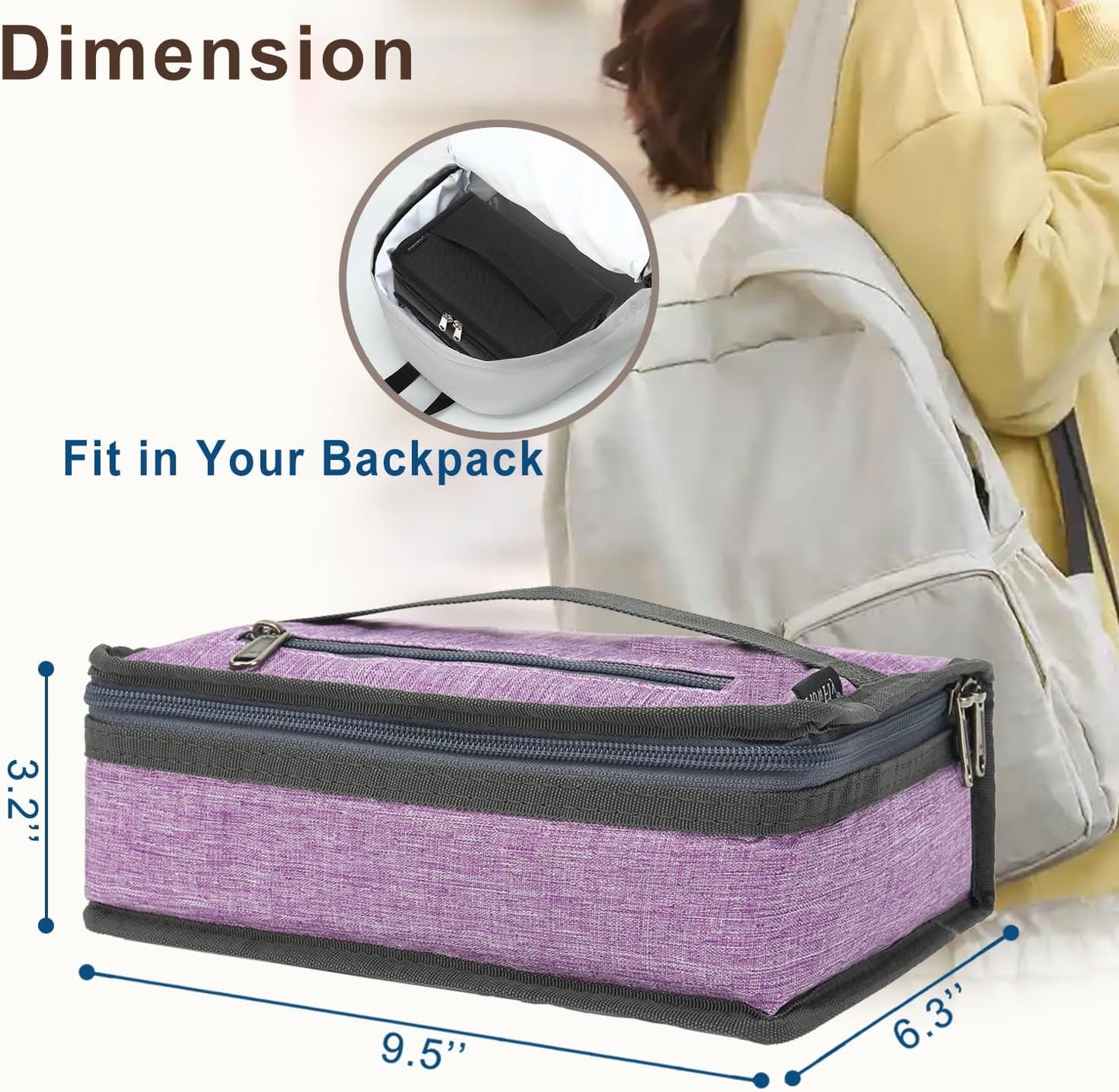 FlowFly Small Insulated Lunch box Portable Soft Bag Mini Cooler Thermal Meal Tote Kit with Handle for Work & School, Purple