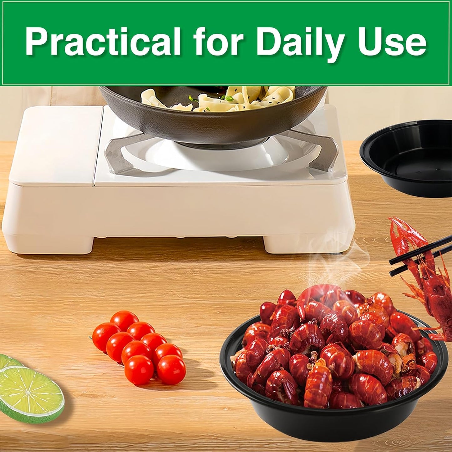 Meal Prep Containers Reusable 50 Pack-23 oz Food Storage Containers with Lids To Go Food Containers Takeout, Microwave Dishwasher Freezer Safe, Stackable, BPA Free, Plastic (Black)