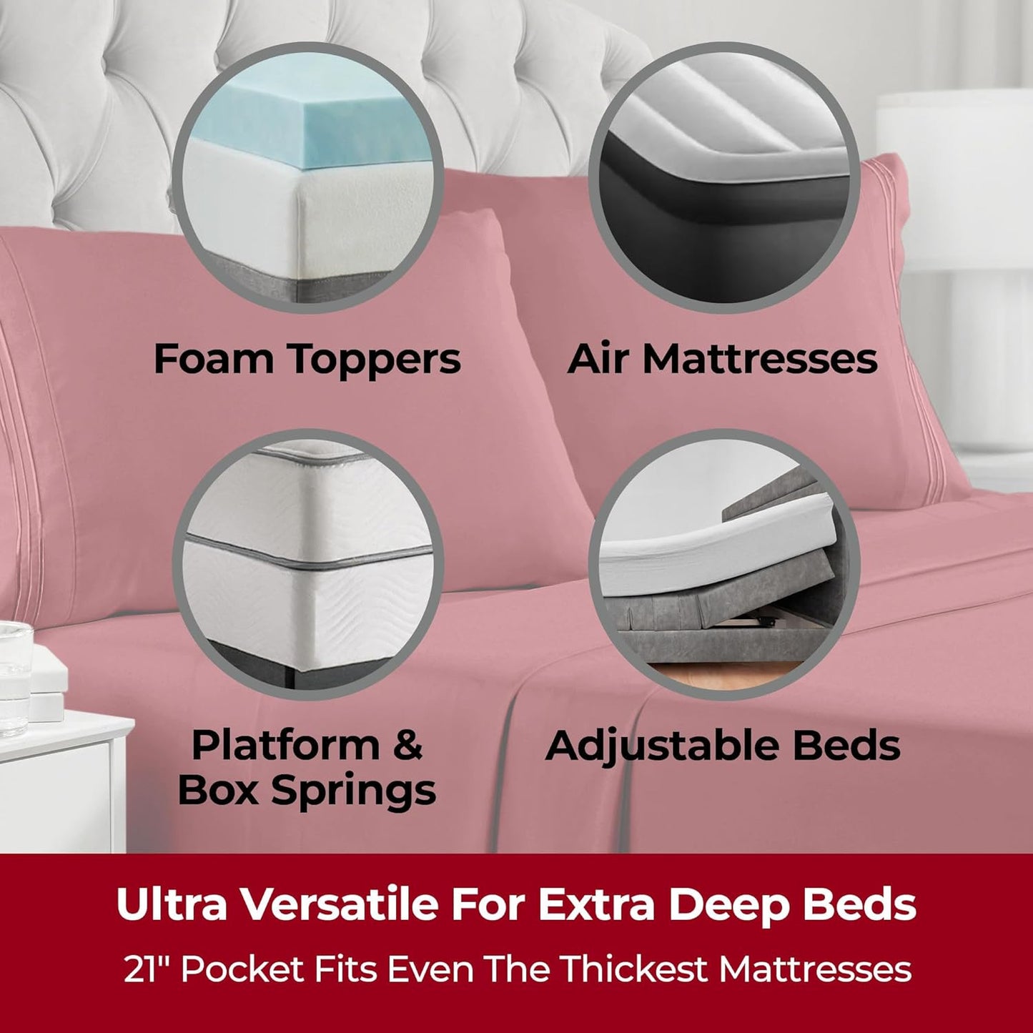 Mellanni Extra Deep California King Sheets - 4 PC Iconic Collection Bedding - Hotel Luxury, Ultra Soft, Cooling Bed Sheets - Wrinkle, Fade, Stain Resistant (Cal King, Brick Red)