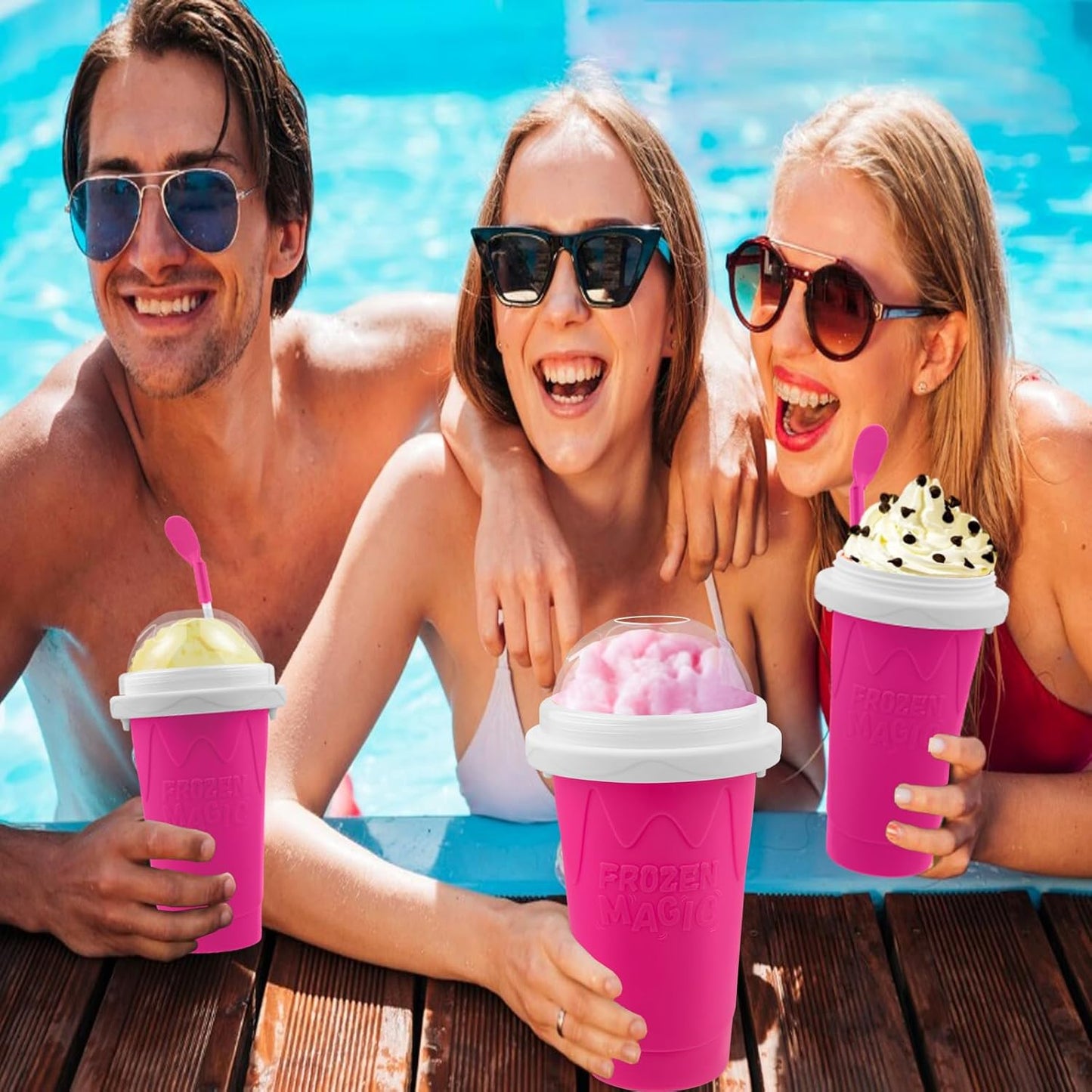 3PCS Slushie Maker Cups, DIY Magic Slushy Maker Squeeze Cups, Smoothie Slushy Cup for Juices, Milk and Ice Cream Make, Double Layer Squeeze Slushy Maker Cup, Birthday Gifts for Friends&Family