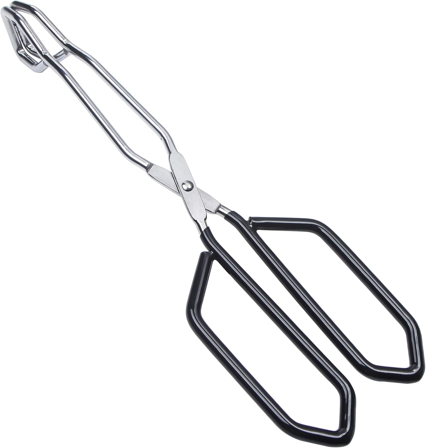 MSY BIGSUNNY Scissor Tongs Heavy Duty Cooking Tongs with Soft Handles (Stainless Steel, black 11")