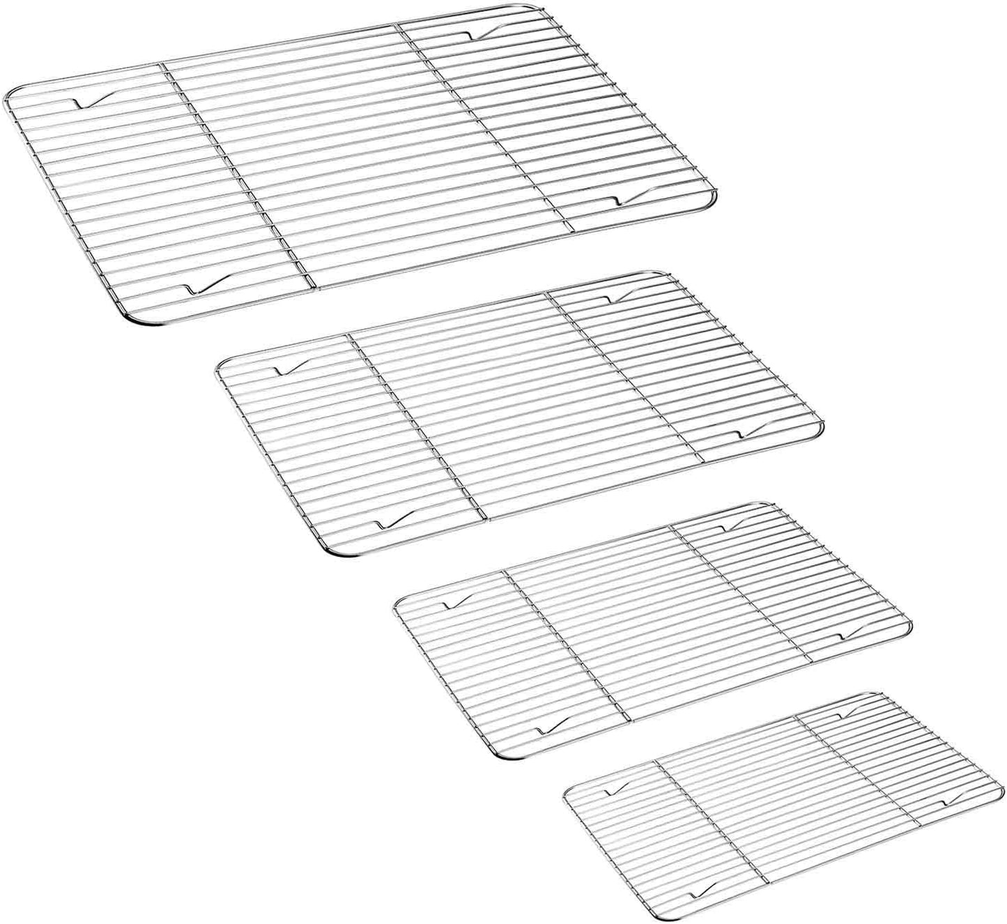 TeamFar Baking Cooling Rack Set of 4, Stainless Steel Rack for Cooking Roasting Grilling, Healthy & Mirror Finish, Oven Use & Dishwasher Safe