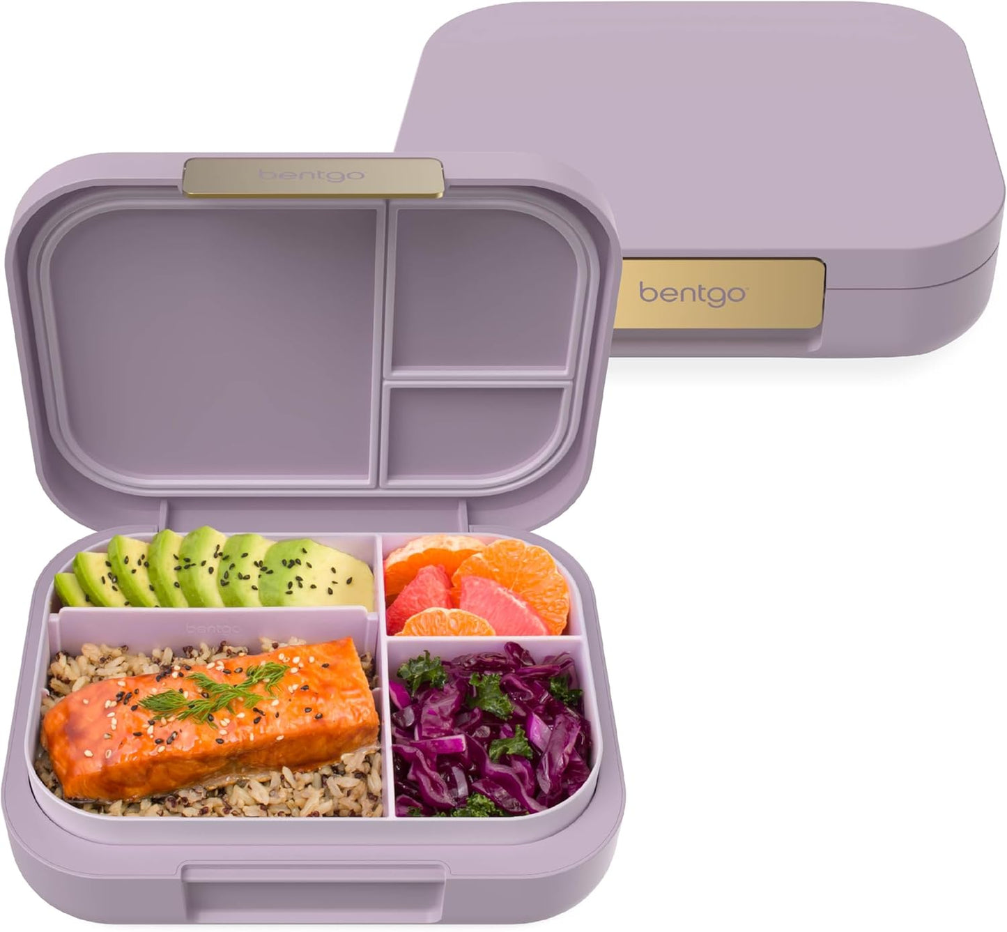 Bentgo Modern - Adult & Teen Bento Lunch Box; 3-4 Compartments, Leak-Resistant, 5.5 Cup Capacity/44 fl oz, Improved Locking Clips, Reusable, BPA-Free, Dishwasher/Microwave Safe Tray (Orchid)