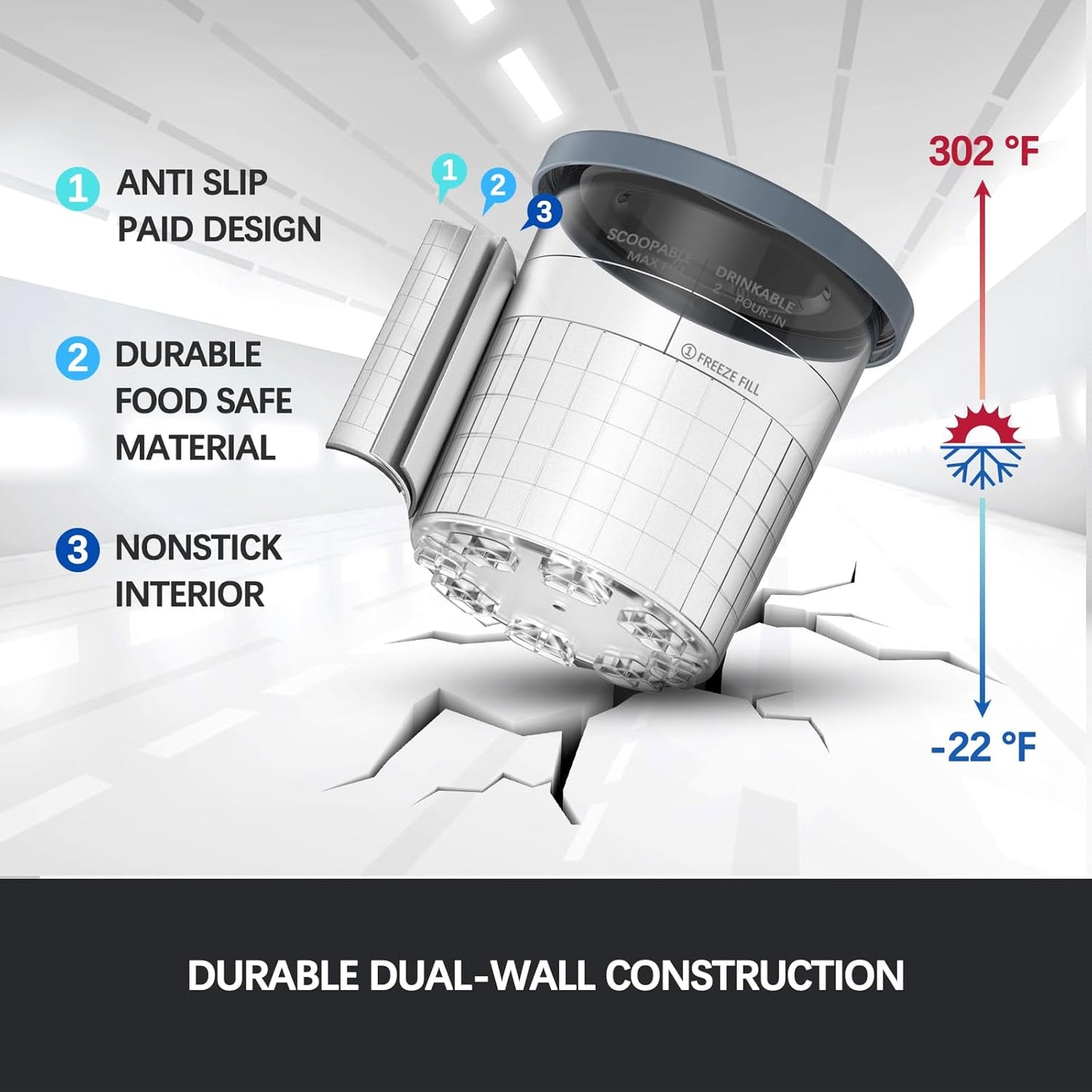 Pint Containers Replacement for Ninja Creami Deluxe Pints and Lids - 4 pack, 24OZ XL Cups Compatible with Ninja Creami 11-in-1 Ice Cream Maker NC500 NC501 Series